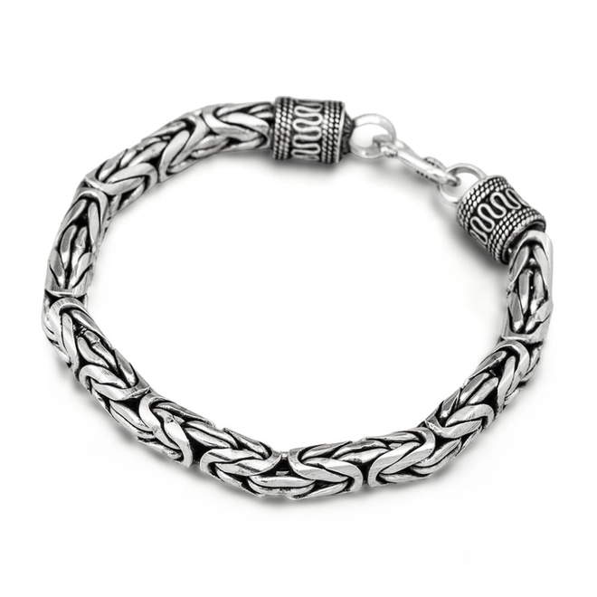 Pulseira de Prata Estilo Bali Ponto Peruano G