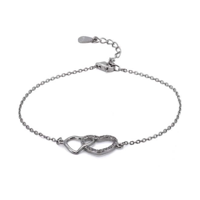 Pulseira de Prata Com Corações Vazados