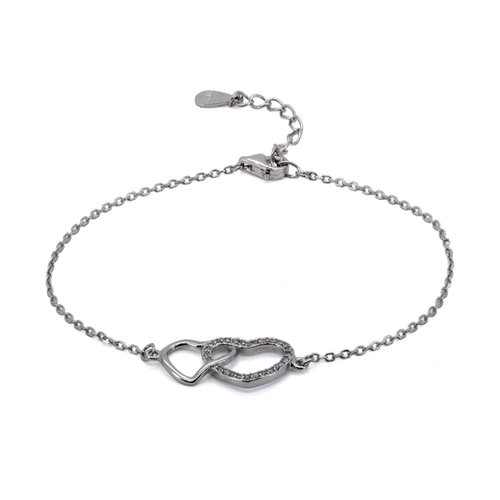 Pulseira de Prata Com Corações Vazados