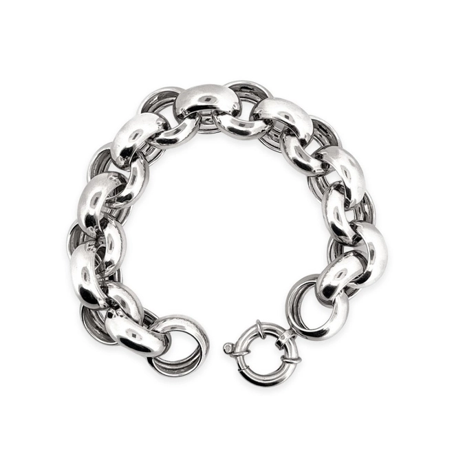 Pulseira de Prata com Elos Espelhados