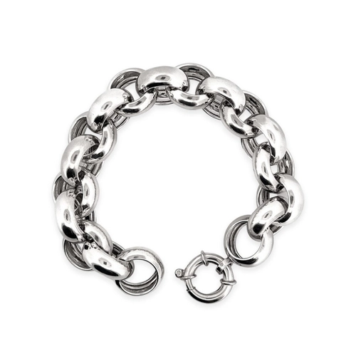 Pulseira de Prata com Elos Espelhados