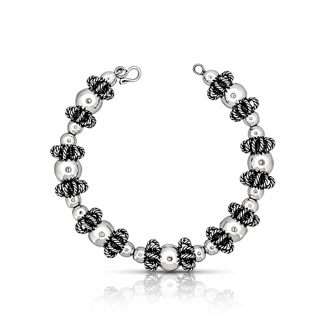 Pulseira Envelhecida com Esferas Espelhadas