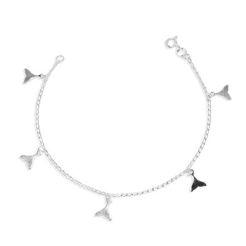 Pulseira de Prata com Berloques de Cauda de Baleia