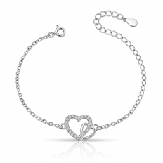 Pulseira com Corações Entrelaçados