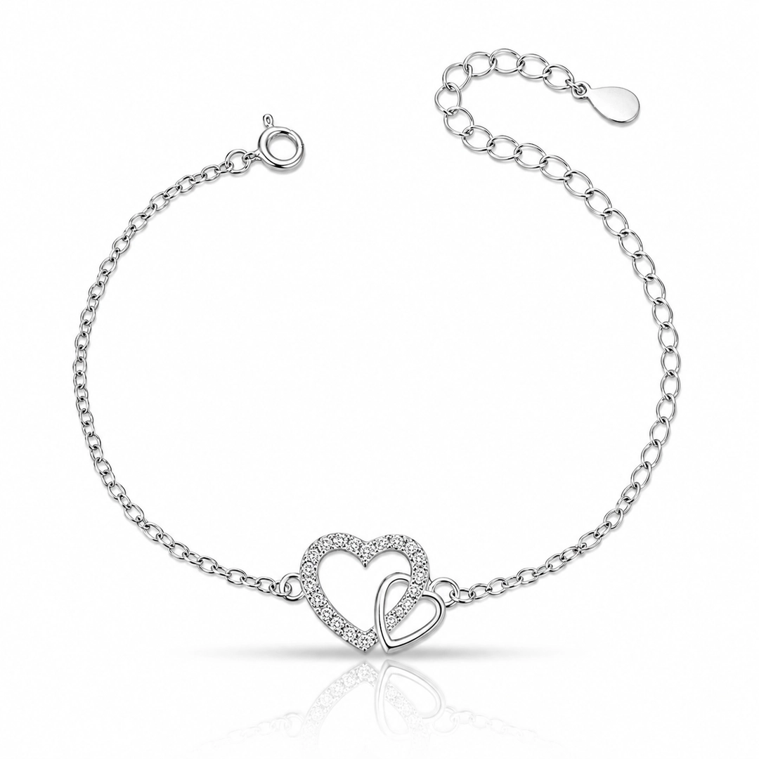 Pulseira com Corações Entrelaçados