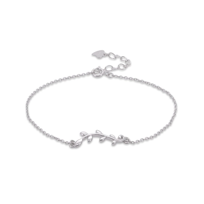 Pulseira De Prata Com Folhas Espelhadas