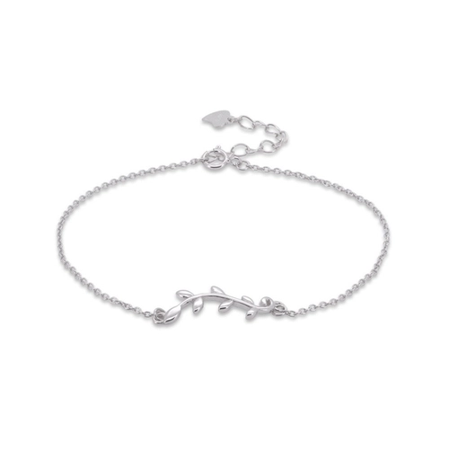 Pulseira De Prata Com Folhas Espelhadas