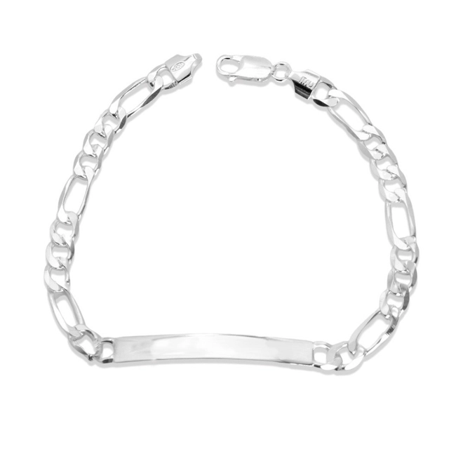Pulseira de Prata Fígaro com Placa Lisa