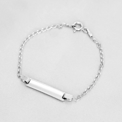 Pulseira De Prata Infantil Com Placa Lisa
