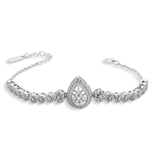 Pulseira de Prata Flores e Gotae com Zircônia Cristal