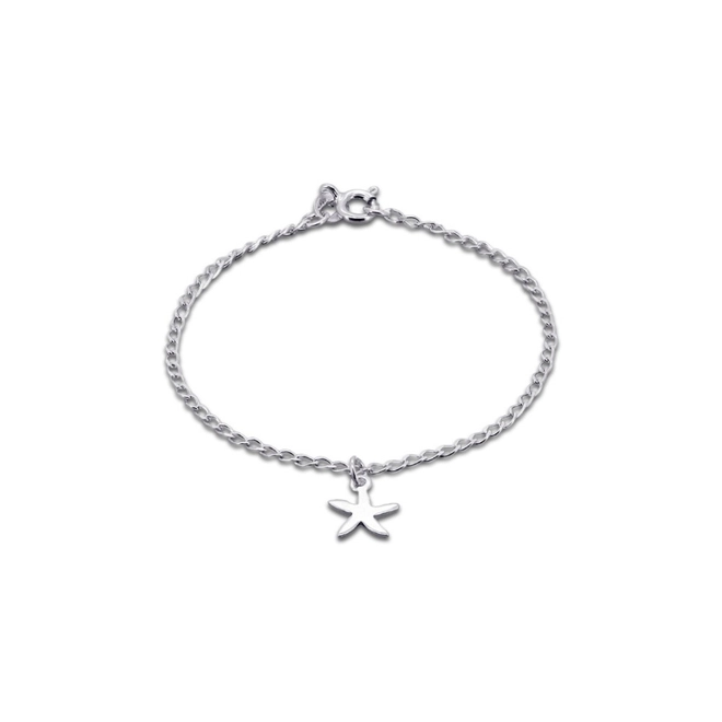 Pulseira de Prata Infantil Espelhada com Estrela do Mar