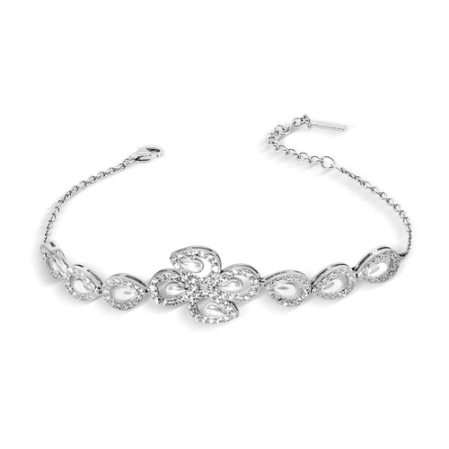 Pulseira de Prata Gotas com Zircônias Cristal