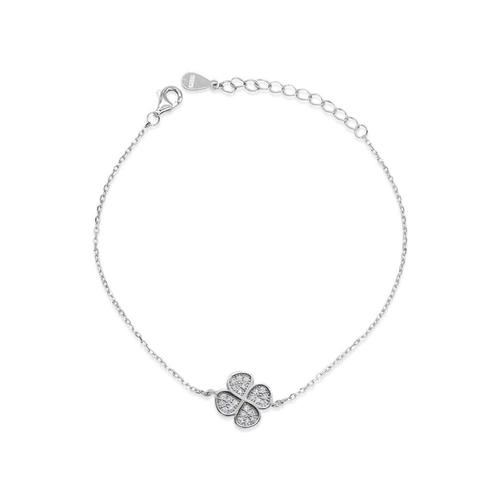 Pulseira de Prata com Flor e Zircônia Cristal