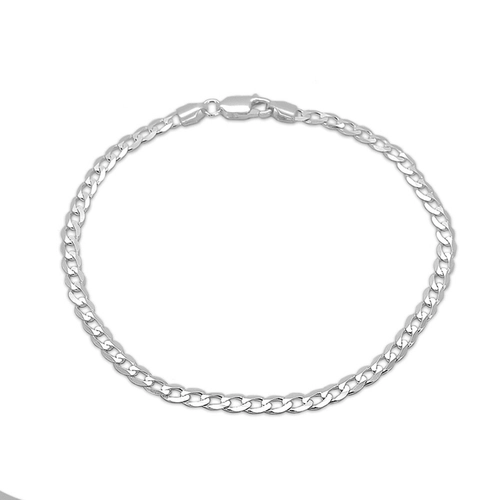 Pulseira de Prata Espelhada em Malha Gourmette Flat