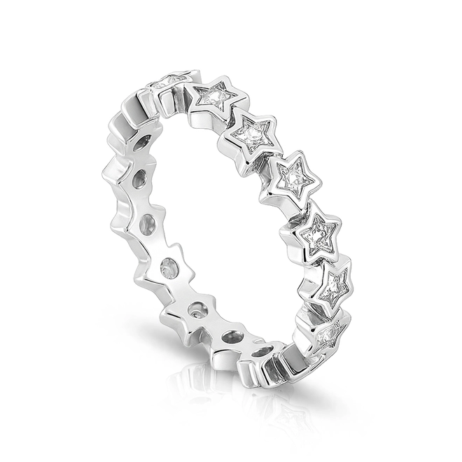 Anel com Estrelas e Zircônias Cristal