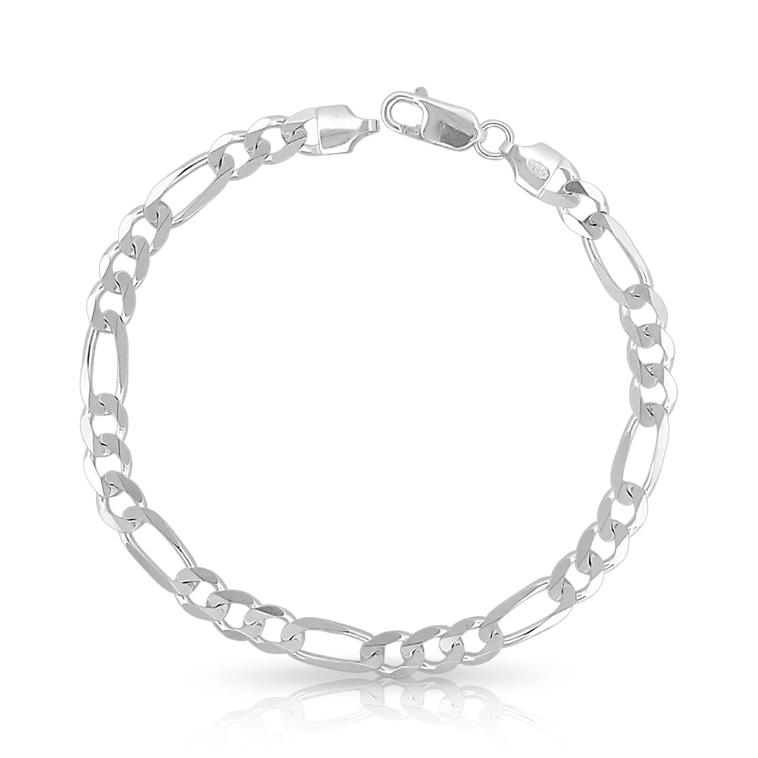 Pulseira Espelhada em Malha Fígaro Flat 22 cm