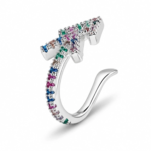 Brinco Ear Cuff Flecha Dupla Com Zircônias Coloridas (Unidade)