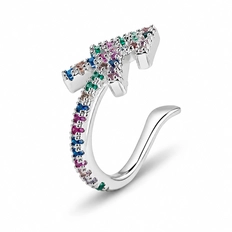 Brinco Ear Cuff Flecha Dupla Com Zircônias Coloridas (Unidade)