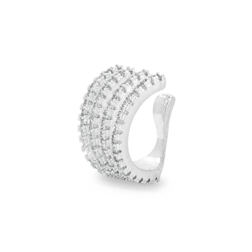 Brinco Ear Cuff De Prata Leve Com Zircônias Cristal