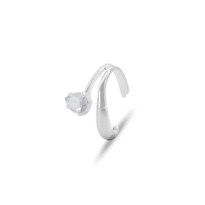 Brinco Ear Cuff De Prata Leve Com Zircônia Cristal