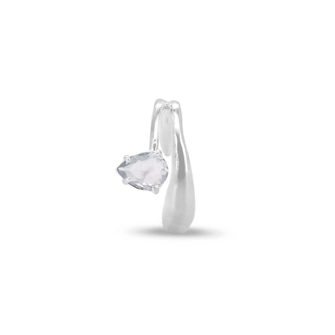 Brinco Ear Cuff De Prata Leve Com Zircônia Cristal