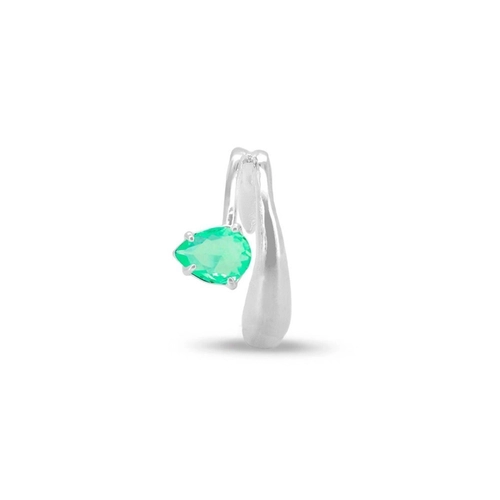 Brinco Ear Cuff De Prata Leve Com Zircônia Verde Paraíba