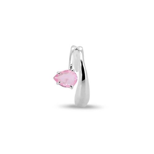 Brinco Ear Cuff De Prata Leve Com Zircônia Rosa