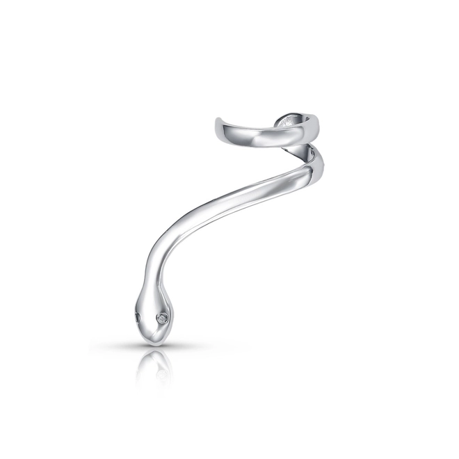 Brinco Ear Cuff  de Prata Leve Cobra Espelhada