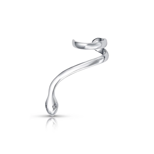 Brinco Ear Cuff  de Prata Leve Cobra Espelhada