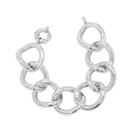 Pulseira de Prata Italiana com Elos Espelhados