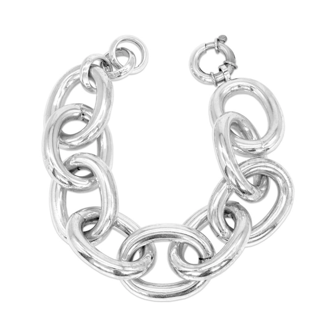 Pulseira de Prata Italiana com Elos Espelhados