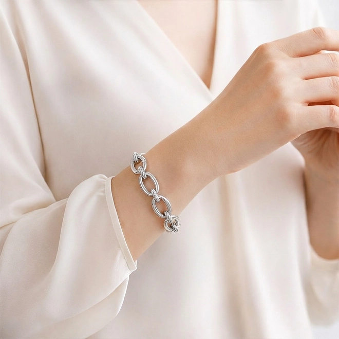 Pulseira com Elos Espelhados em Eletroformação