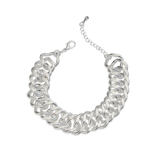 Pulseira De Prata Leve Com Elos Trabalhados