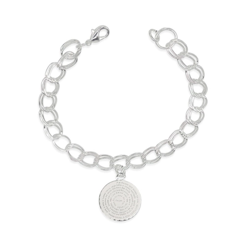 Pulseira de Prata Leve com Elos Duplos e Medalha do Pai Nosso