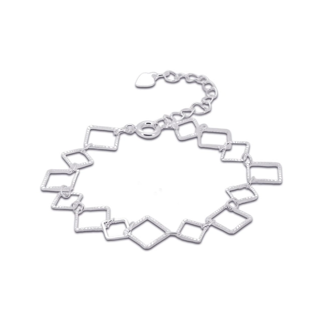 Pulseira De Prata Leve Losangos Vazados