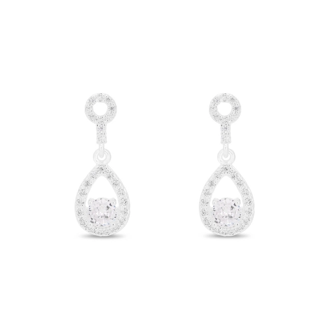 Brinco De Prata Leve Balanço com Zircônia Cristal