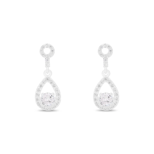 Brinco De Prata Leve Balanço com Zircônia Cristal