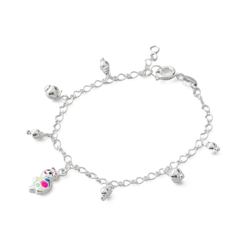 Pulseira de Prata Leve Infantil com Tartaruga Colorida