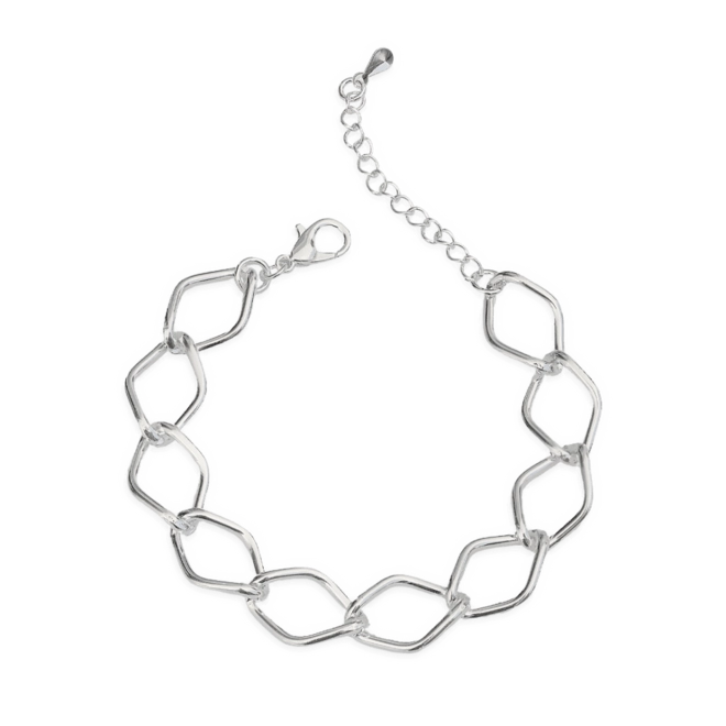 Pulseira de Prata Leve com Elos Espelhados