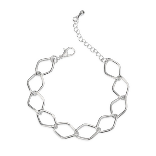 Pulseira de Prata Leve com Elos Espelhados
