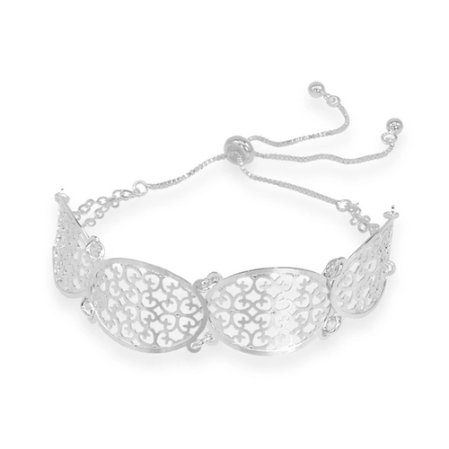 Pulseira de Prata Leve Elos Ovais com Fecho Regulável
