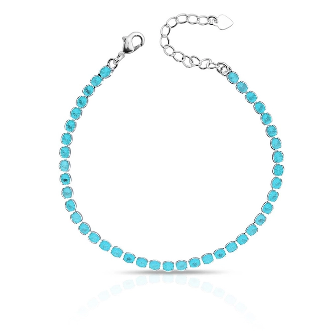 Pulseira De Prata Leve Riviéra Com Zircônia Topázio