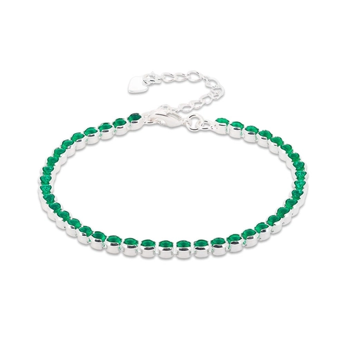 Pulseira de Prata Leve Riviéra com Zircônia Esmeralda
