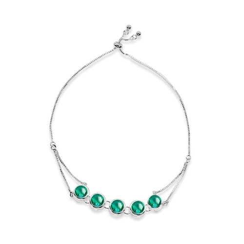 Pulseira de Prata Leve com Cinco Zircônias Turmalina Paraíba