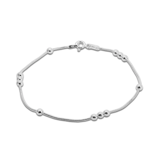Pulseira de Prata Conduíte com Esferas
