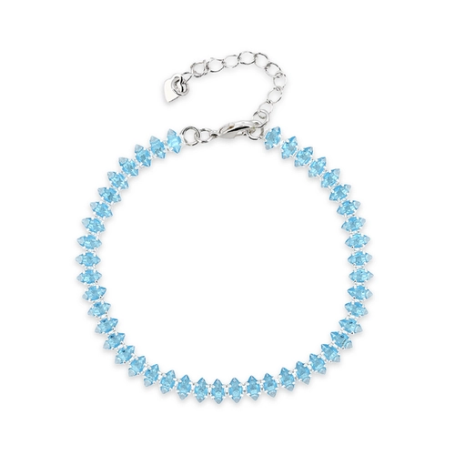 Pulseira de Prata Leve Riviéra com Zircônia  Topázio Navete