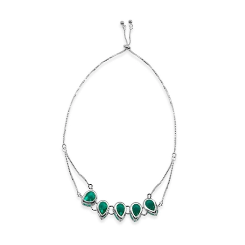 Pulseira de Prata Leve com Cinco Zircônias Turmalina Paraíba