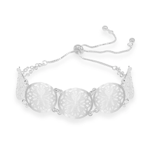 Pulseira de Prata Leve Elos Ovais com Fecho Regulável