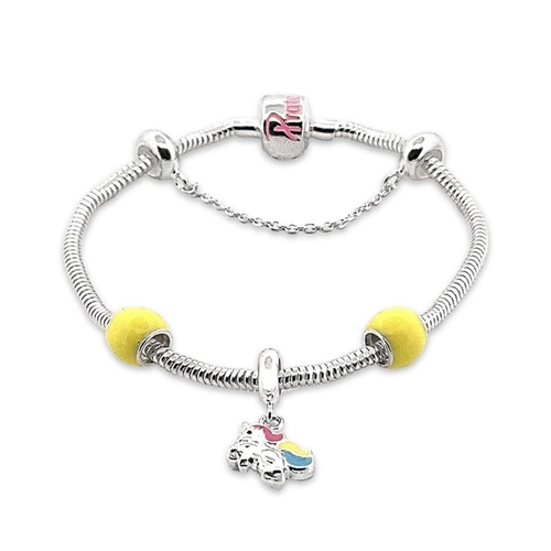 Pulseira de Prata Leve Infantil com Unicórnio