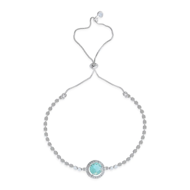 Pulseira De Prata Leve Com Zircônia Topázio e Zircônia Cristal